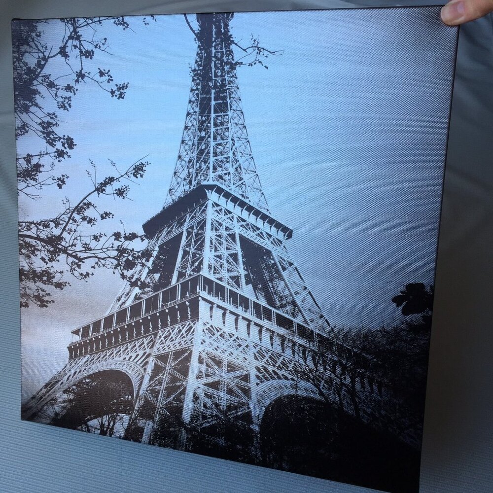 Eiffel Tower Wall Art Hanging Canvas Print Sepia Tone Glossy Paris France Decor